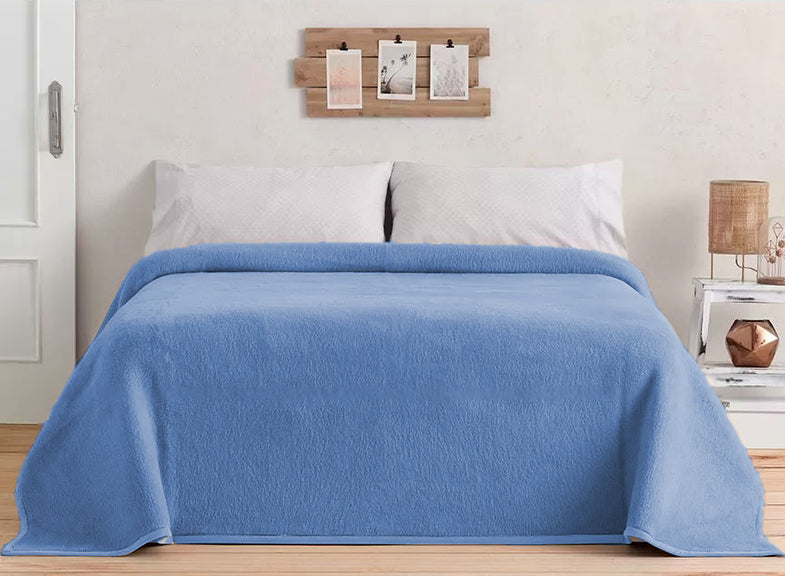 STTS International Wollen deken, 100% scheerwol, woondeken in verschillende kleuren, sprei, plaid Tirol (blauw/grijs (dubbelzijdig), 140 x 200 cm